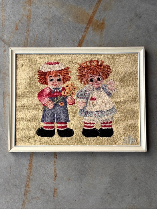 Vintage Other - Vintage Raggedy Ann & Andy Needlepoint Wall Art Cottagecore Grannycore Decor